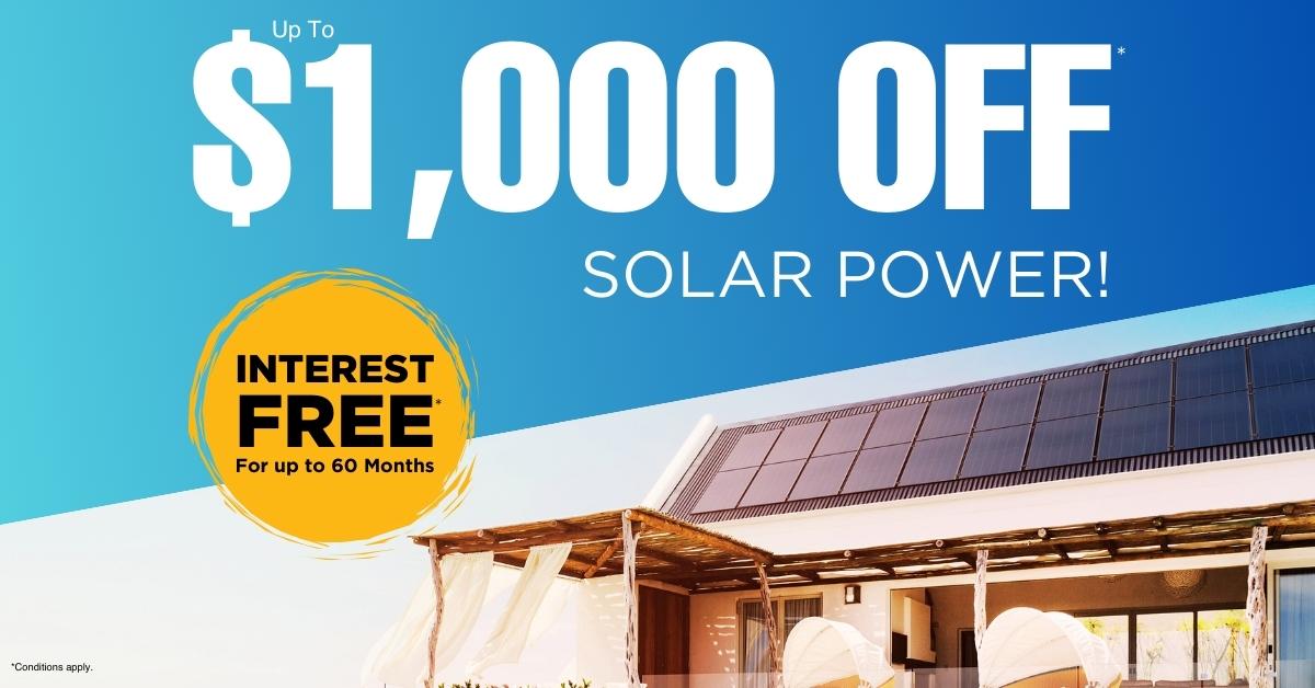 Save up to $1,000 on A Solar Power System