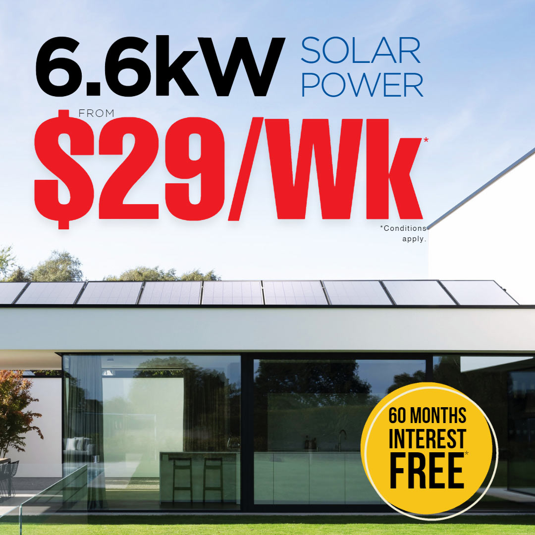 6.6kw solar power system from Solahart from $29 per week with 60 months interest free finance available