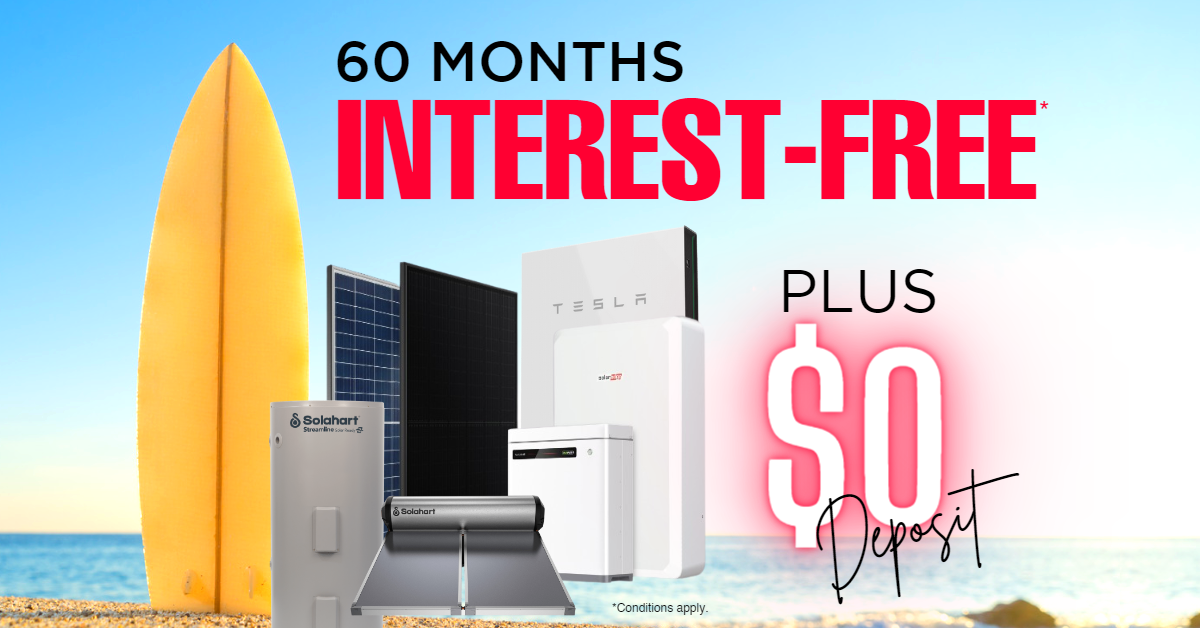 60 months interest free finance on Solahart residential solar power products from Solahart Sunshine Coast