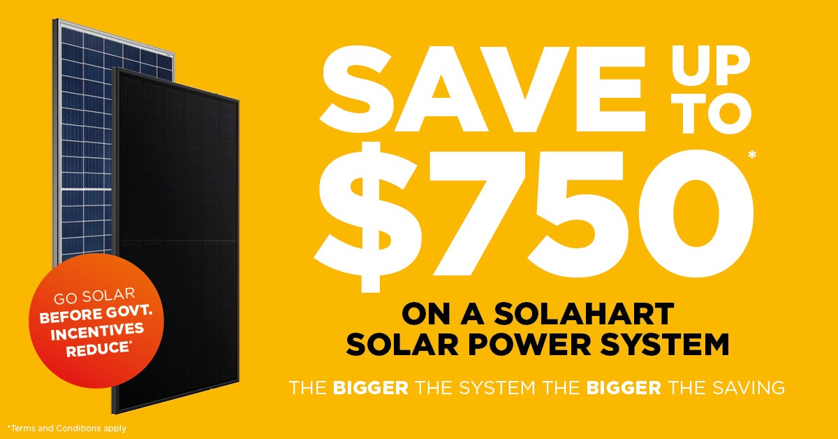 Save $750* on a Solahart Solar Power System