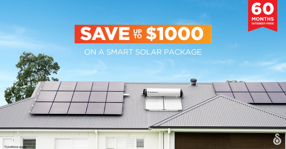 Save up to $1,000 on a smart solar packager from Solahart including solar power and solar hot water system.